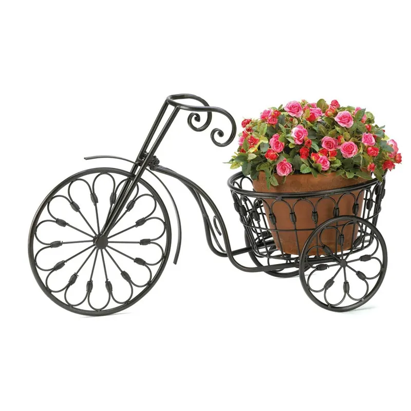 Bicycle Home Garden Decor Metal Plant Stand Dead Matt Colour Elegant Portable Decorative Stylish & Provides a Premium look Bulk