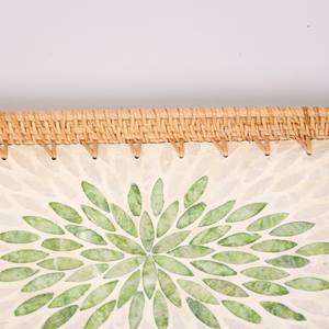 Bandeja de mimbre rectangular al por mayor y superventas con patrón de mosaico de hojas verdes hecha a mano, bandeja decorativa de mimbre para servir - Product Image 2