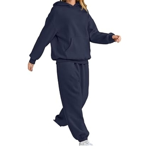 Vêtements de sport de couleur unie de marque privée Ensemble de survêtements pour femmes logo personnalisé Survêtements oversize pour femmes les plus vendus - Product Image 5