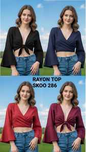 Top Formal Corto de Rayón Bordado para Mujer, Tela Ligera y Transpirable, Elegante y Ecológico - Product Image 2