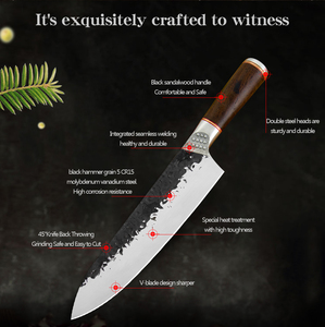 Venta al por mayor personalizado de alta calidad OEM ODM servicio cuchillo mango de madera cuchillo carne rebanar Acero inoxidable Chef cuchillos de cocina - Product Image 3