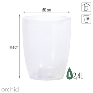 Pot à orchidées Coubi 2,4 l., dimensions (mm) 160x160x183, couleur transparente mate - Product Image 3