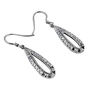 925 <b>Silver</b> Cubic Zirconia Teardrop <b>Earrings</b> for Women Hypoallergenic Elegant Jewelry Daily Wear Gift Occasions - Product Image 2