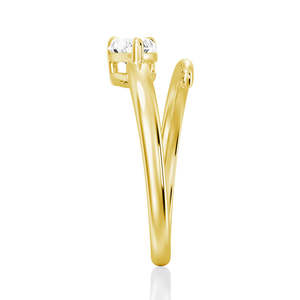 แหวนทอง14K ตะวันออก-ตะวันตกพร้อมเพชรตัดลูกแพร์ใส - Product Image 3