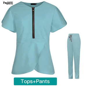 Plus Size Medical Uniforms Slim Short Sleeve Scrubs Tops Nursing V Neck Doctor Workwear <b>Winter</b> Hospital Vet <b>Overalls</b> - Product Image 1