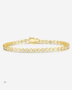 Pulsera de diamantes de moissanita de oro macizo de 14K de alta calidad, joyería elegante y elegante con brillo deslumbrante para fiestas - Product Image 1