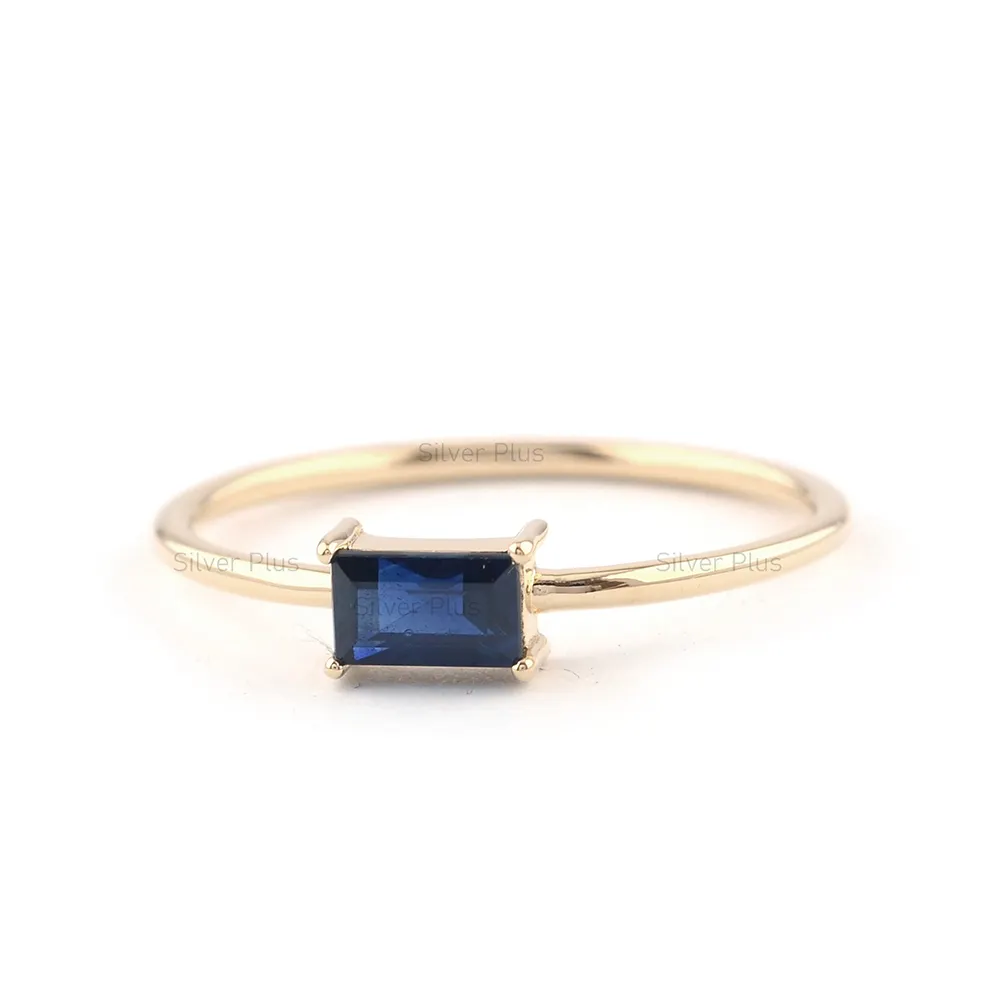 14K Solid Gold Natural Blue Sapphire Ring Best Quality Fine Jewelry Rings Gift for Women