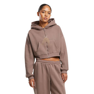 ชุดเซ็ทลำลองสำหรับผู้หญิง ฤดูหนาว แบบ 2 ชิ้น เสื้อฮู้ดครอปซิป กางเกงจ็อกเกอร์ ชุดกีฬา ผ้าฟลีซระบายอากาศ 100% ผ้าฝ้าย - Product Image 2