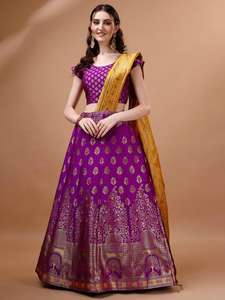 High Quality Brocade <b>Fabric</b> Lehenga Choli with Pure Silk Dupatta Embroidery Work Lightweight Best for Wedding or Party Wear Use - Product Image 6