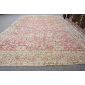 Tapis vintage 6,7 x 10,1 pieds, grand tapis turc, tapis oriental en laine rouge et blanc - Product Image 2