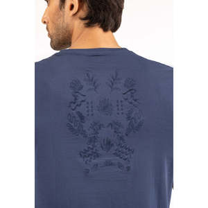 T-shirts amples pour hommes 100 % coton bleu MN-TS-SS25-051 en tissu jersey 300 grammes, motif uni compressé, sérigraphie - Product Image 4