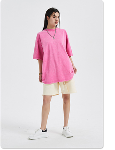Unisex Wholesale Acid Washed Solid Oversize Tee Streetwear Custom <b>Blank</b> 240 gsm Heavy <b>Weight</b> Acid Wash Vintage T Shirt - Product Image 5