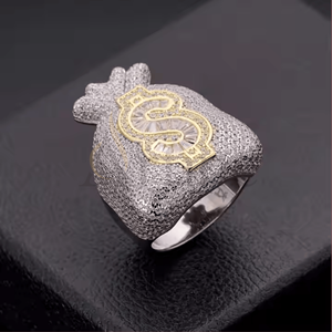 Impresionante signo de dólar Moissanite anillo de diamantes hecho en Plata de Ley 925 colección elegante anillo de Venta caliente joyería ostentosa - Product Image 1