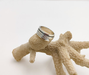 Vente chaude Spinner Band Anneaux Anti Anxiété Bijoux En Argent Promise Anneaux Pour Les Femmes À La Main 925 En Argent Sterling Spinner Anneaux - Product Image 1