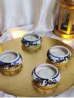Porte-bougie en céramique et porcelaine faits main, sans glaçure, impression offset multicolore, décoration intérieure, mariage, Noël, style indien