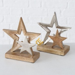 Qualité supérieure flocon de neige ornements de noël cerf conception métal et bois matériel noël père noël ornements boîte paquet - Product Image 3