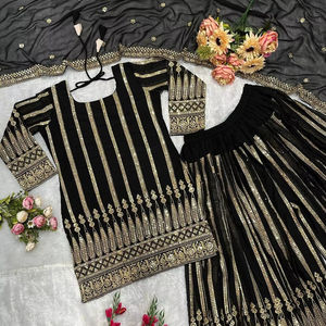 Collection de salwar kameez pour femmes, style ethnique indien moderne, broderie lourde, sharara, gharara, palazzo pour les fêtes, nouvelle tenue de soirée - Product Image 1