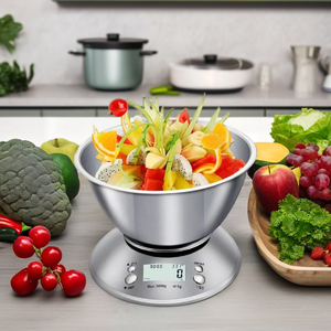 مقياس وعاء قياس للمطبخ بصوت رقمي OEM ، مقياس 5 من الفولاذ المقاوم للصدأ مع وعاء - Product Image 1