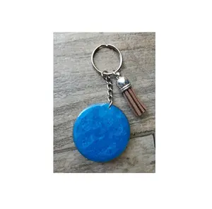 Wholesale Hot Style Resin Bear Key Chain Bag Car Resin Bear Keychain for Gift round shape blue color