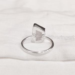 Bijoux en pierre brute Bague pour femme Quartz Rose brut naturel Pierre précieuse Pierre de naissance d'avril Bague unie Bijoux Bague en argent sterling 925 - Product Image 6