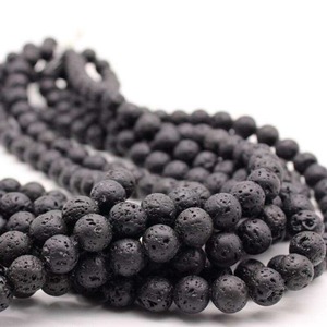 Prix de gros perles de pierre naturelle colorées de haute qualité perles de lave noire perles en vrac pour 4mm, 6mm, 8mm, 10mm fabrication de bijoux - Product Image 1