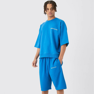 Personnalisé Nouveau Dernier Confortable Léger Surdimensionné Boxy Demi Manches Courtes Ensemble Hommes D'été Shorts Manches T-shirts et Shorts Ensembles - Product Image 6