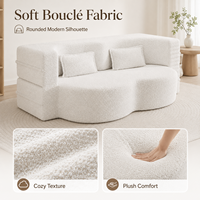 Sherpa Fleece Schlafsofa in Vollgröße mit 2 Kissen, Vakuumverpackt, Keine Montage Nötig für Kleine Räume