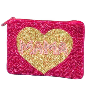 Heart Embroidery Coin Pouch with Beaded Cut Pipe Small <b>Money</b> <b>Purse</b> for Women and Girls Handmade in India - Product Image 1