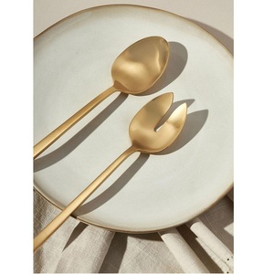 ชุดสลัดด้ามยาวทำจากทองเหลืองสีทองเครื่องใช้บนโต๊ะอาหาร Factory2025โดยตรง - Product Image 1