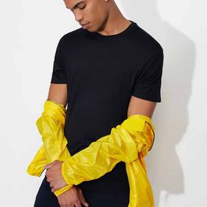 Camiseta informal de algodón con cuello redondo 100%, camiseta de manga corta con cuello redondo, camisetas informales de manga corta, camisetas clásicas - Product Image 3