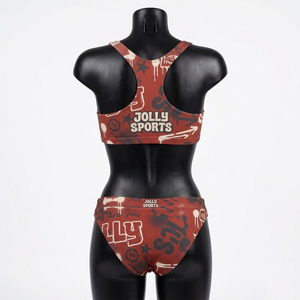 ชุดบิกินี่ผู้หญิงพรีเมียม 220 GSM โพลีเอสเตอร์ผสมสแปนเด็กซ์ สีแดง พิมพ์ลายกราฟิก ชุดว่ายน้ำยืดได้ สกรีนโลโก้ตามสั่ง ชุดบิกินี่ผู้หญิง - Product Image 3