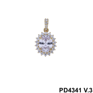 จี้0.53CTW เพชรทรงรีที่สง่างามในทองคำ14K สีเหลืองพร้อมรัศมี - Product Image 3