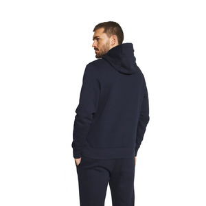 Custom Logo Outerwear Men's Navy Hooded Sweatshirt <b>Set</b> Casual <b>Knitted</b> Tracksuit Winter 100% Cotton Breathable - Product Image 4
