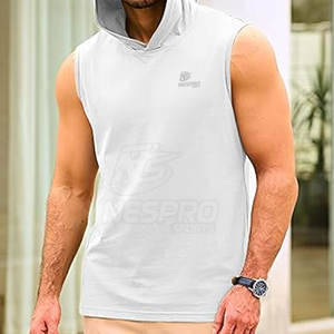 Street Wear pull hommes sans manches à capuche couleur unie hommes à capuche meilleure qualité hommes sweats à capuche - Product Image 3