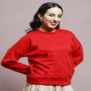 Nueva llegada Sudadera de algodón 100% de gran tamaño para mujer de calidad superior Estilo vintage Patrón sólido Gramos Hecho India - Product Image 5