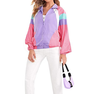 เสื้อแจ็คเก็ตบอมเบอร์ผู้หญิงคุณภาพสูง ถักทอ 390 GSM สำหรับฤดูหนาว ระบายอากาศได้ดี ลายพิมพ์สวยงาม เป็นมิตรกับสิ่งแวดล้อม กันลม เหมาะสำหรับผู้ใหญ่ - Product Image 1