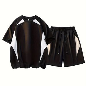 Custom Men Summer T Shirt and Shorts <b>Set</b> Breathable Cotton Casual 2 Piece Outfit Lightweight Streetwear Tracksuit - Product Image 1