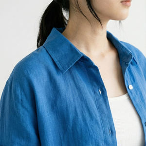 Camisa de Lino 100% para Mujer con Mangas Holgadas 3/4 con Botones, Blusas y Camisas para Mujer - Product Image 2