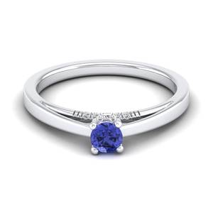 REYES-Anillos de Compromiso de Diamante de Alta Calidad, Joyería Fina de Piedras Preciosas de Tanzanita de 0.25Ct, Corte Redondo, 14K - Product Image 5