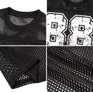 Camiseta de malla cuadrada para hombre, jersey de hombro caído, transpirable, ligera, de secado rápido, con impresión de logotipo personalizado, OEM - Product Image 4