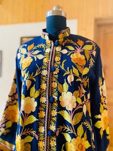 2024 Customize Floral Embroidered Long Sleeve Heavy Work Jacket for Unisex Wedding Wear Long Coat - Product Image 5