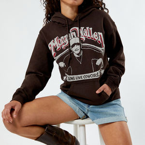 Logo personnalisé grosses lettres sweats à capuche pour femmes en coton biologique sweats à capuche surdimensionnés casual Street Style vente en gros - Product Image 1