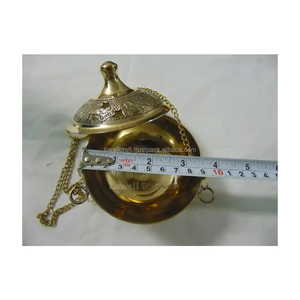 Quemador de carbón de incienso de Metal en relieve chapado en oro antiguo de calidad al por mayor embalaje de caja de aroma de sándalo colgante de madera Irregular - Product Image 5