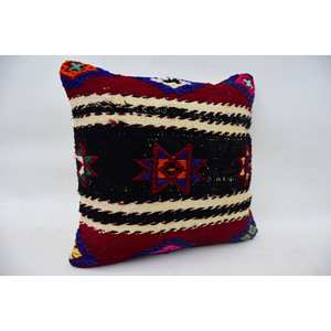 Almohada Kilim Bohemia Multicolor de 18x18 pulgadas, cojín de lana tejido cuadrado con estampado Vintage, relleno de plumas para decoración de sofá, uso navideño - Product Image 2