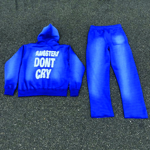 2025 hiver Streetwear acide lavé polaire survêtements strass fermeture éclair survêtement ensembles pantalons de survêtement droits unisexe - Product Image 6