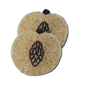 Tapis et tampons d'accent de table de couleur personnalisée faite à la main sous-verres en perles de verre en forme de prune prix de gros - Product Image 5