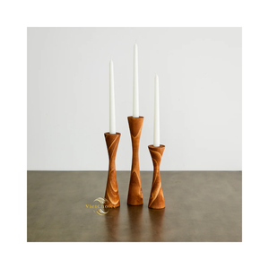 Portavelas de Madera Hecho a Mano, Decoración de Madera Natural para Mesa y Eventos - Product Image 3