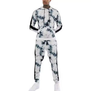 ชุดกีฬามัดย้อมสำหรับผู้ชายเสื้อฮู้ดแบบสวมหัวมีฮู้ดเสื้อวอร์มกางเกงผลิตมัดย้อม - Product Image 5