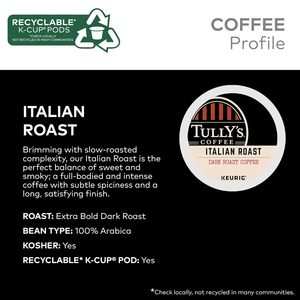Café Tully's Italian Roast, dosettes K-Cup individuelles pour Keurig, café torréfié foncé, 96 unités - Product Image 4