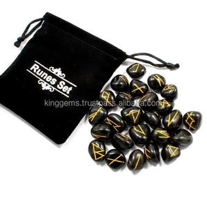 ENSEMBLES DE RUNE D'OBSIDIENNE NOIRE NATURELLE Offre Spéciale DE MEILLEURE QUALITÉ CRISTAUX DE GUÉRISON 25 PIÈCES ENSEMBLE DE RUNE EN AGATE - Product Image 5